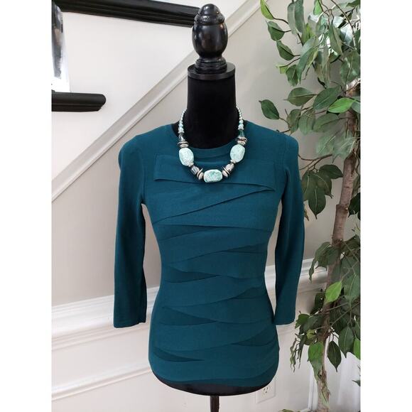 Vince Camuto Women's Teal Long Sleeve Knit Top with Textured Detail Size PXS - Picture 1 of 9